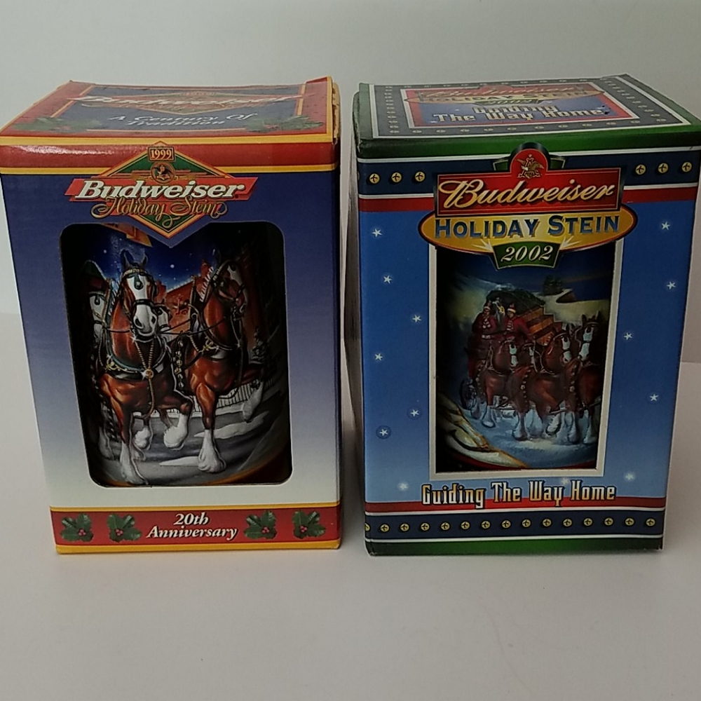 1999 2002 Budweiser Beer Steins Holiday 1999 2002